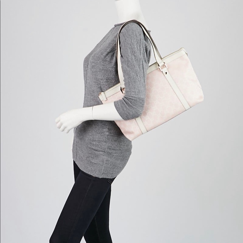 GUCCI GG Pink Canvas Medium Abbey Tote Bag